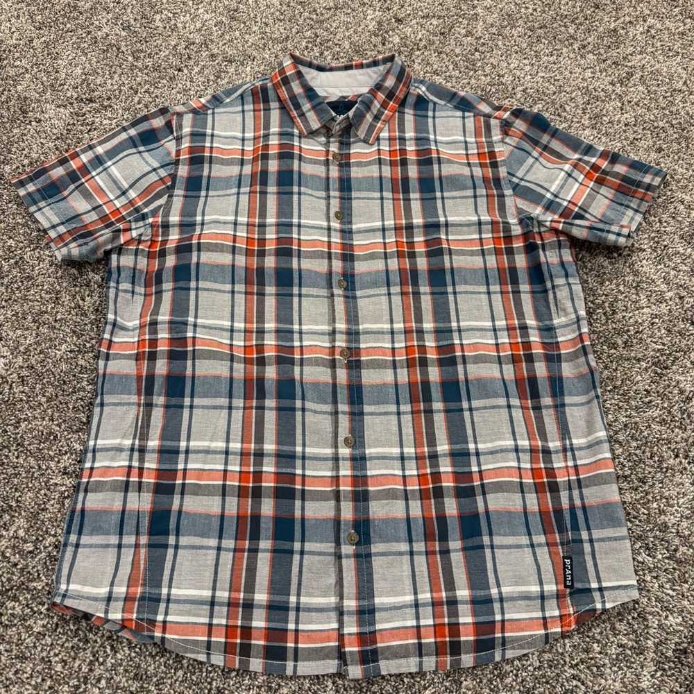 prAna Men's Short Sleeve Plaid Button-Up